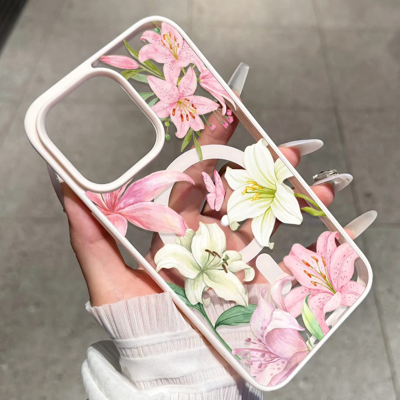 Lily Flower and Butterfly Magnetic Phone Case Cover