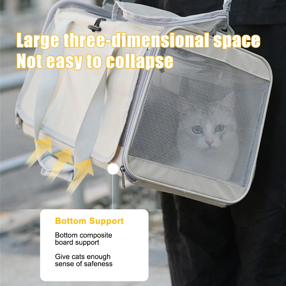 Cat Carrier Bag Portable Foldable Pet Carrier for Small Cats and Dogs with Large Opening Breathable Hands-Free Bag for Travel