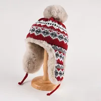 Fashion Retro Lei Feng Hat Women's Warm Autumn And Winter Plush Windproof Versatile Ear Protection Knitted Hat Ski Cap 1