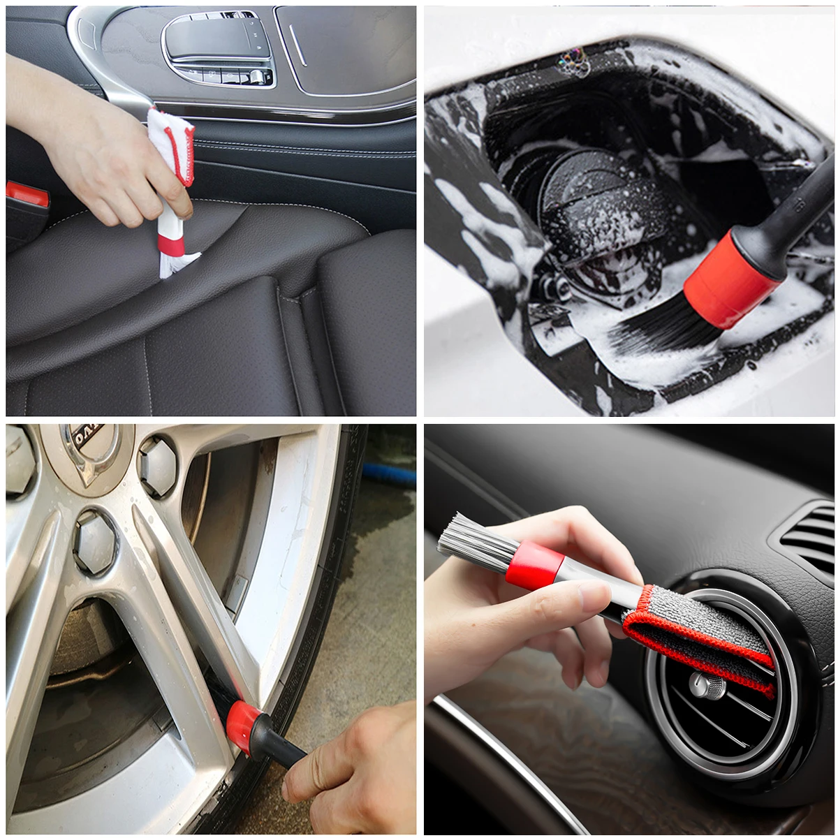 Car Cleaning Kit Scrubber Drill Detailing Brush Set Air Conditioner Vents  Towel Washing Gloves Polisher Adapter Vacuum Cleaner - Sponges, Cloths &  Brushes - AliExpress