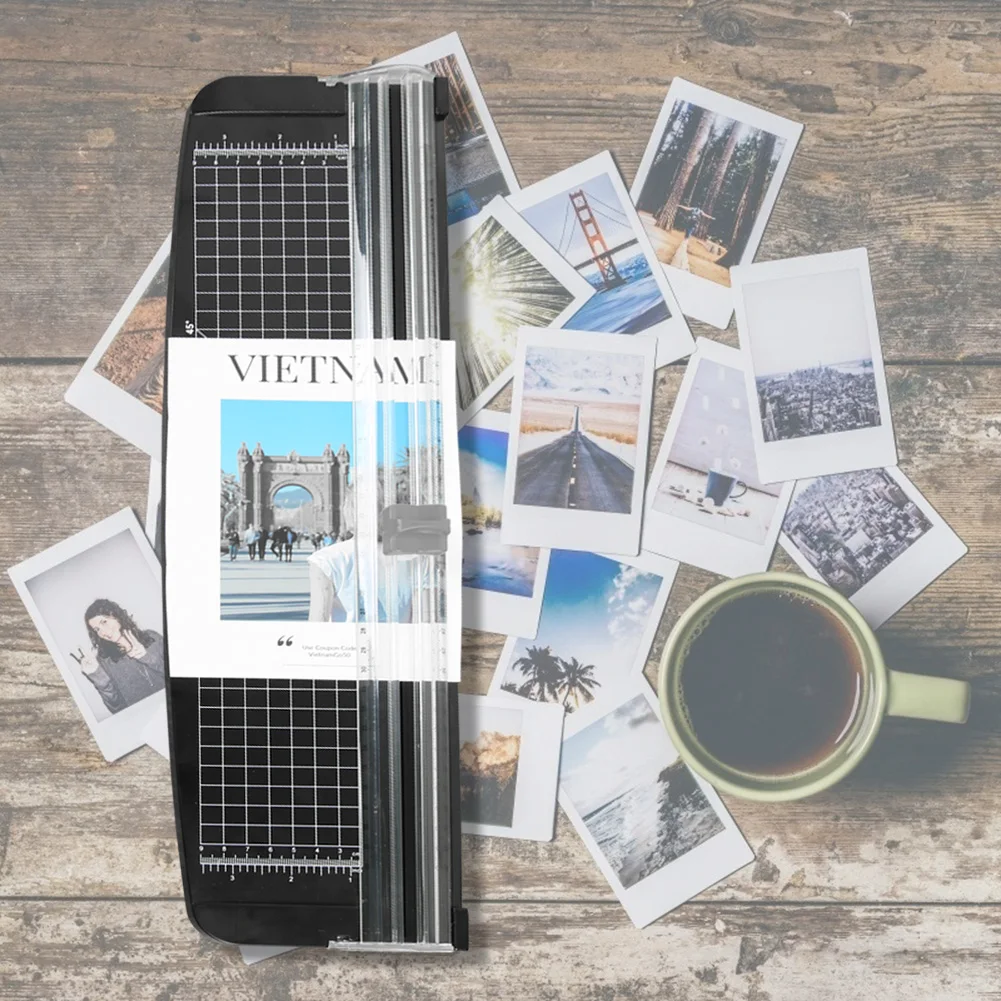 Fashion Paper Cutter Light Photo Trimmers Plastic Base Card Cutting Blades Multi-function Office Home Tools Black