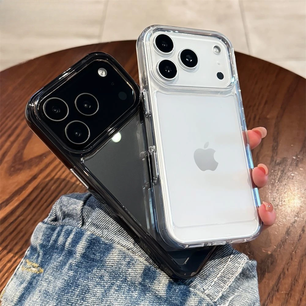 Premium Transparent Acrylic Clear Case with Metal Button Cover