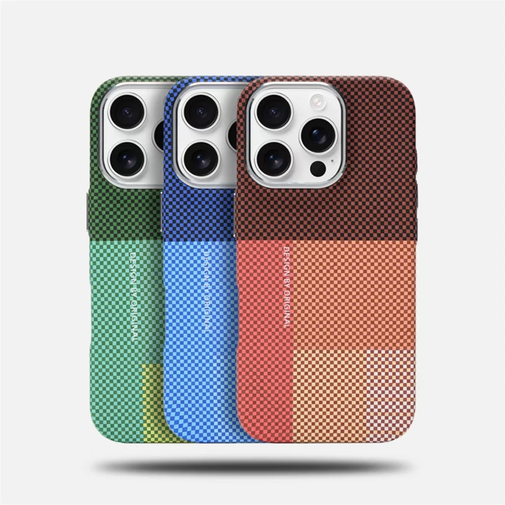 Ultra Thin Carbon Fiber Relief Texture MagSafe Case with Alloy Lens - Supports Wireless Charging