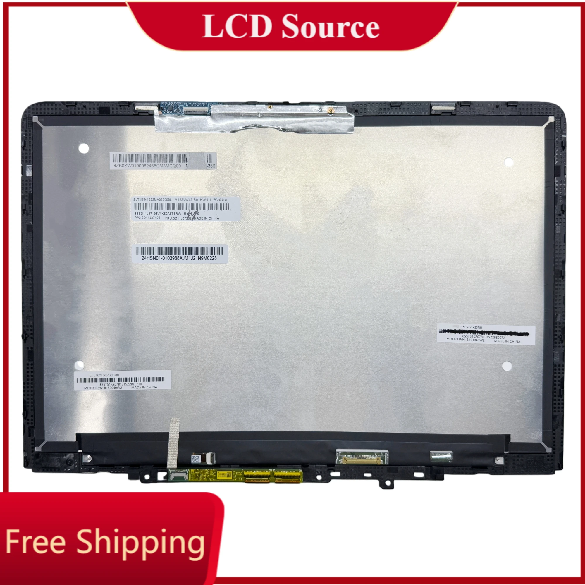12.2 인치 M122NW42-R0 FRU 5D11J37202 레노버 LCD 터치 스크린 디지타이저 어셈블리 교체 새로운
