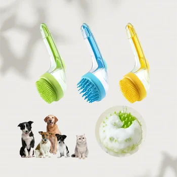 Long Handle Dog Cleaning Brush Soft Silicone Pet Bathing Brush Pet Grooming Comb for Cats Dogs Cat Massage Brush Pet Supplies