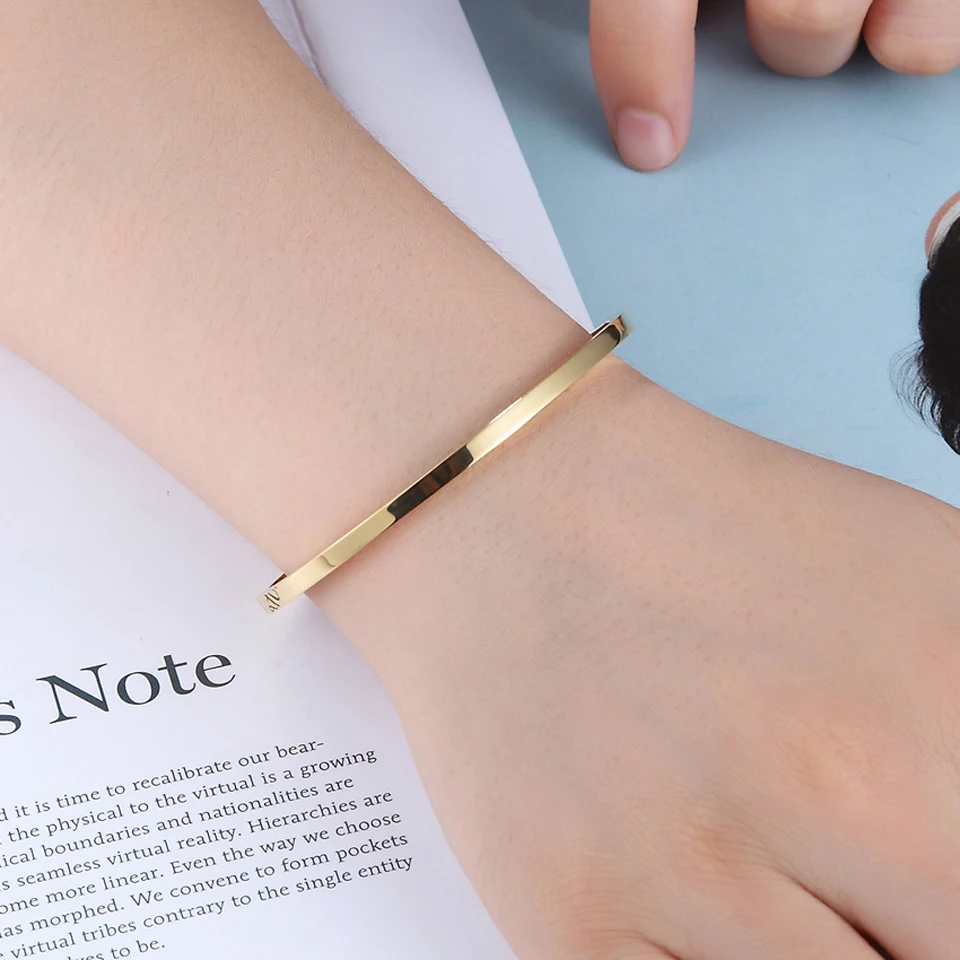 BOBASI New Stainless Steel Round Bangles& Bangles Three Colors Trendy Charm Bracelets Jewelry For Women Love Wedding Brand Gifts 6