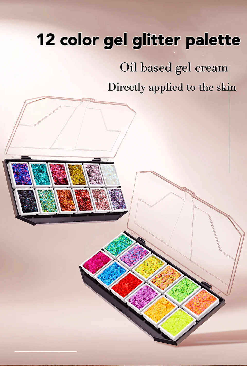 Description Picture 2 of itemGlitter Gel Palette Body Art Face Painting Luminous Holographic Safe Special Effects Stage Gel Sequins Carnival Festival Makeup