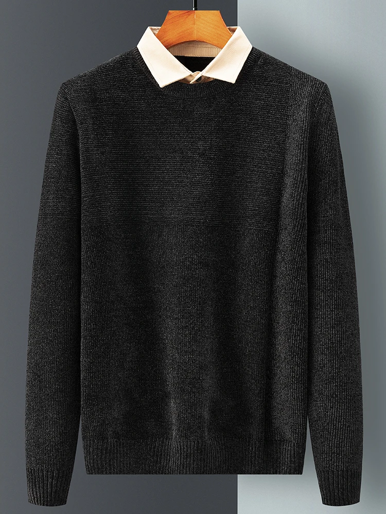

2023 New High End Fashion Knitted Mens Designer Knitwear Pullover Fake Two Sweater Autum Winter Casual Jumper Men Clothes B186