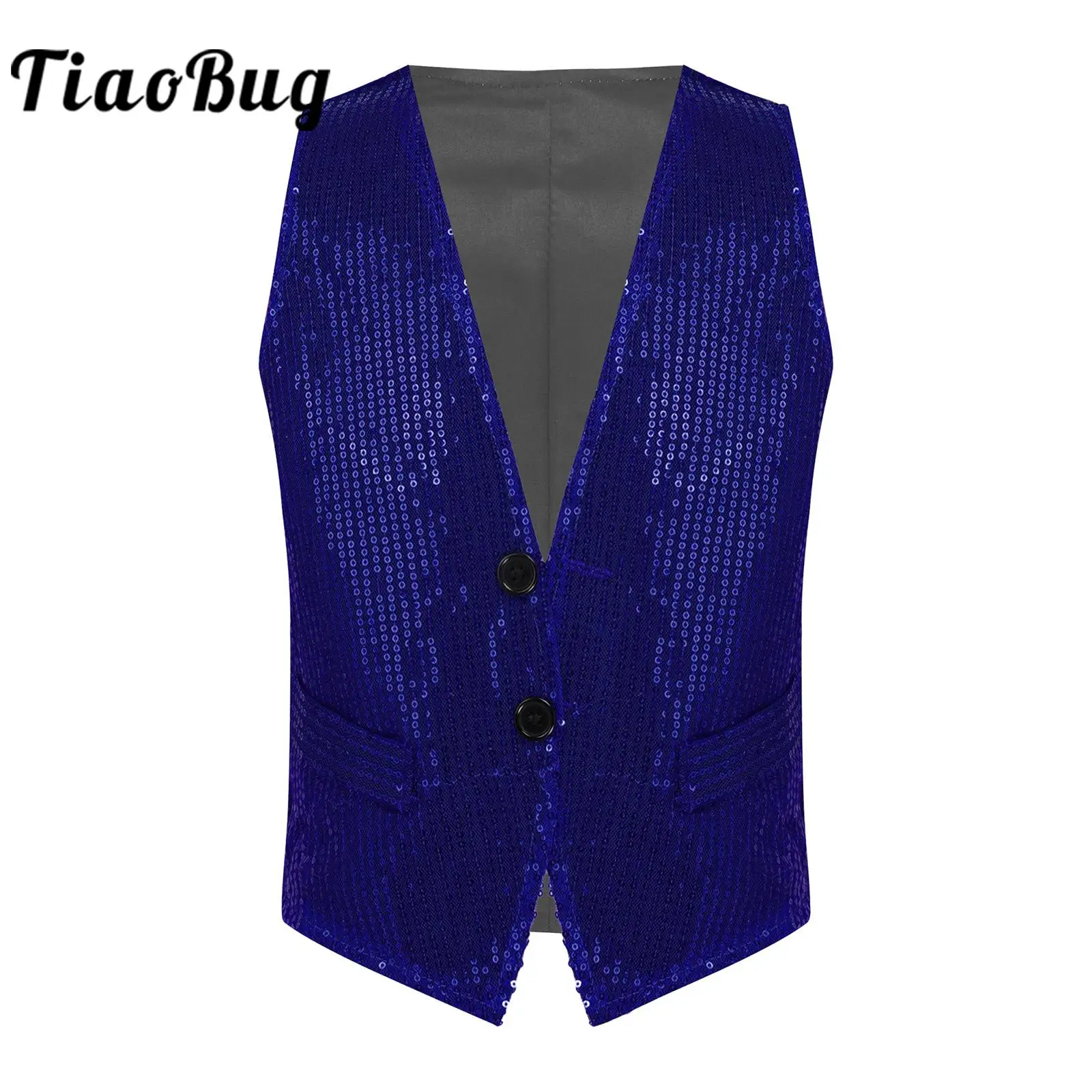 

Kids Glittering Sequins Sleeveless Vests Waistcoat Boy's Suits Vests Performance Wedding Party Dressy Costume Flower Boy Clothes