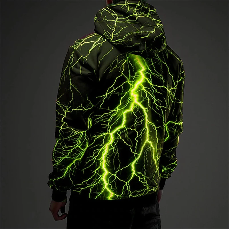 Sudadera vintage para hombre con estampado gráfico de rayos en 3D, sudaderas casuales, ropa para mujer de primavera y otoño, jerséis de gran tamaño Harajuku
