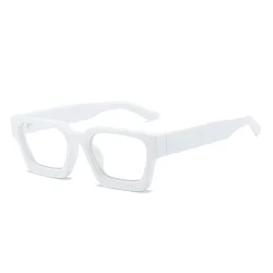 Timeless Unisex Transparent Square Frame Blue Light Blocking Glasses (C9 White)