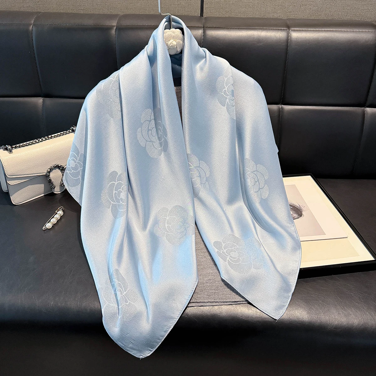 2025 Latest Women's Fashion Hijab Silky Muslim Square Sun Protection Shawl Luxury Brand Soft Female Scarf Spring and Autumn