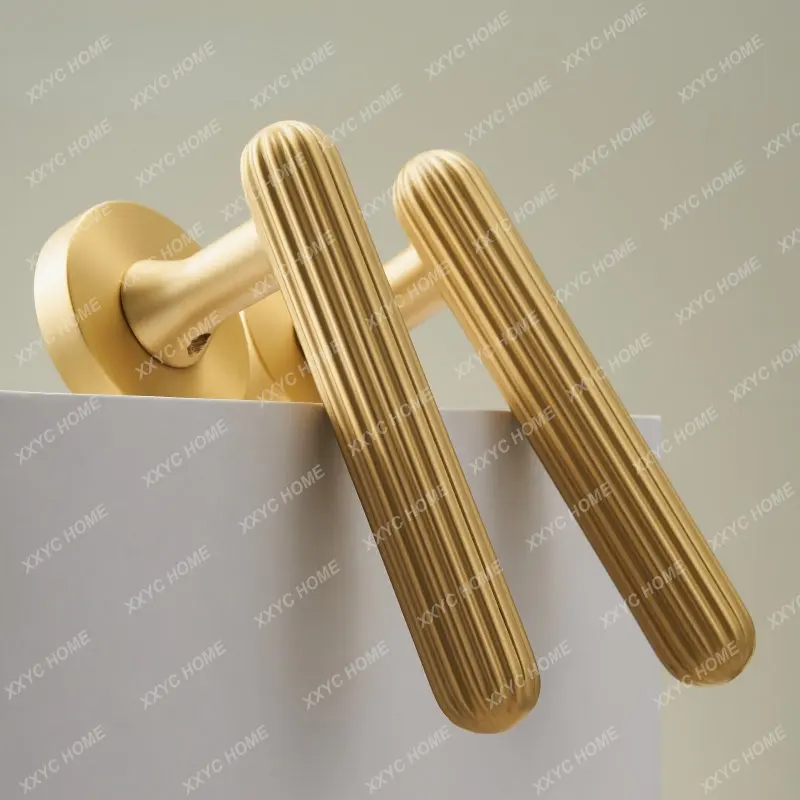 

Brass Door Lock Set Modern Simple European Interiror Bedroom Bathroom Double Wood Door Lever Set Dummy Handle Knob