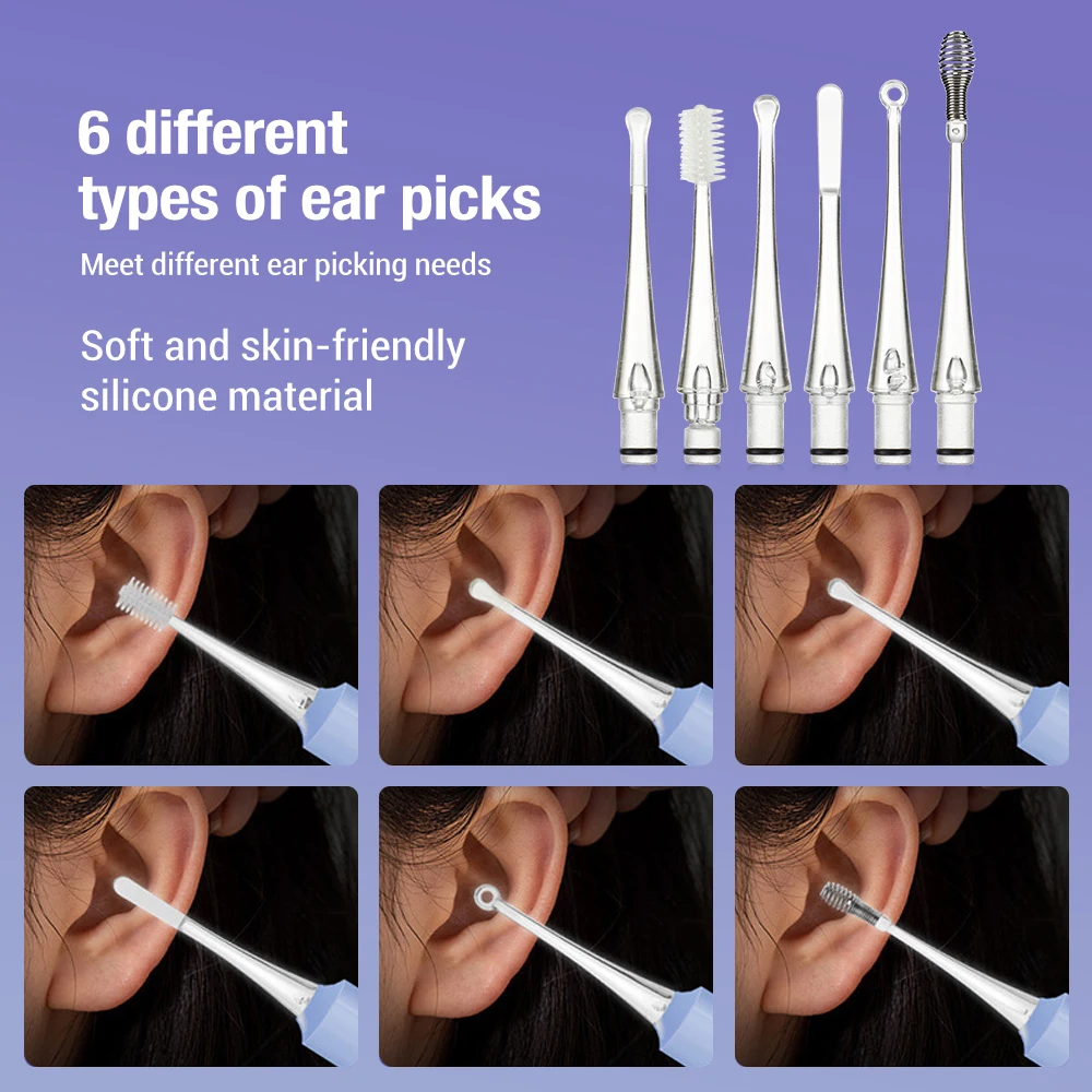Baby's Luminous Ear Spoon With Dual LED Light Magnifying Glass 6 Types Ear Picks Cleaning Set USB Charging Earwax Cleaner 5