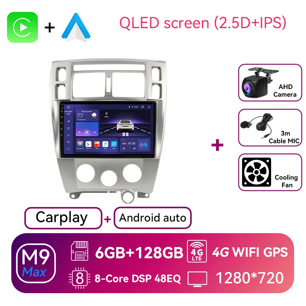 

Автомагнитола ninephi 2 Din Android 12 для Hyundai Tucson 2004 - 2013 2008 мультимедийный плеер 2 Din Carplay Стерео GPS DVD головное устройство