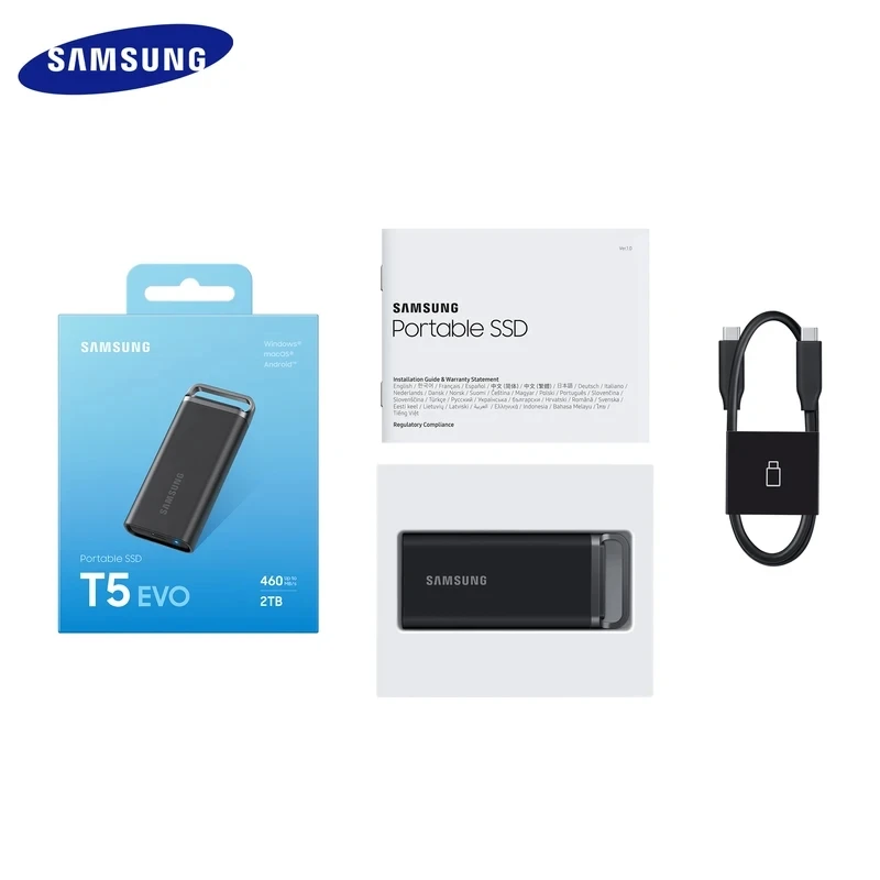 Samsung 100% Originale T5 Evo Pssd 2Tb 4Tb 8Tb Disco Di Archiviazione Mobile Unità A Stato Solido Portatile Usb 3.2 Tipo C 460 Mb/S Per Pc/Mac