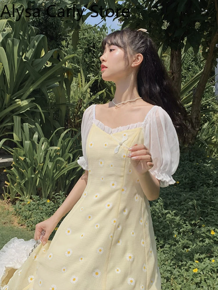 French Vintage Red Dresses for Woman 2022 Summer Elegant Korean Party Split  Dress Female Court Retro Evening Fairy Midi Dresses