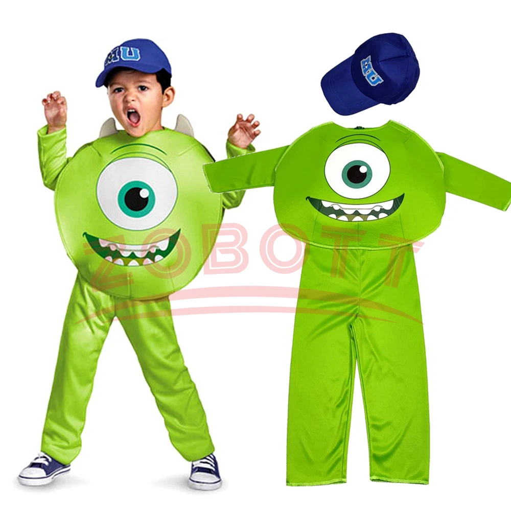Halloween Princeton COSPLAY Costume Hat COSPLAY Mike Wazowski Monster University 3-piece Set Halloween Costumes Women Boy Girl