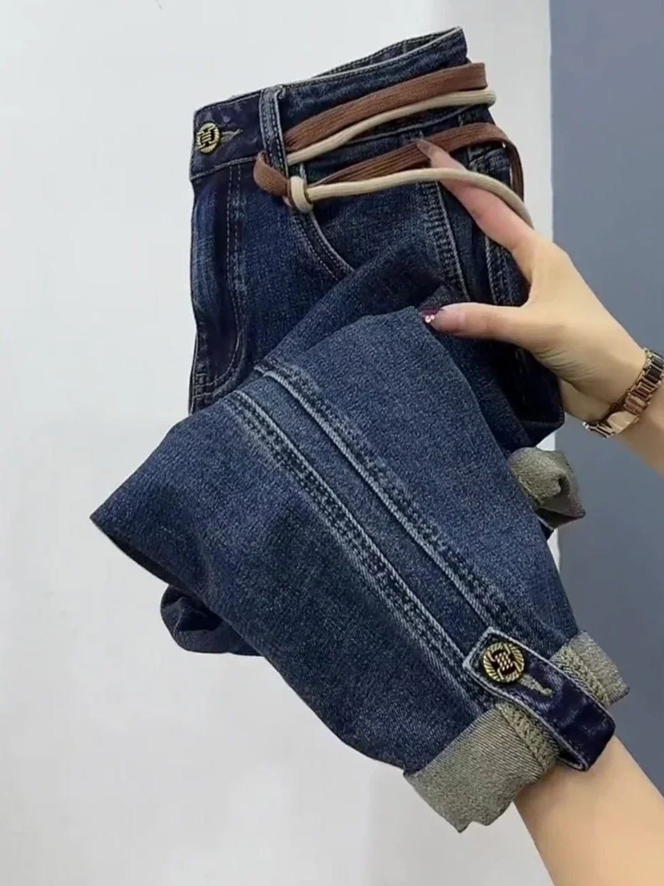 Y2k Jeans Pear-shaped Plus Size Women's Jeans Baggy Haren Pants 2023 New High Waist Elastic Slimming Pantalones De Mujer 3