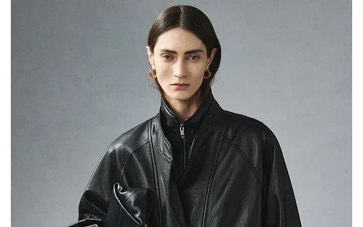 Women's Spring/Autumn Blouse Outerwear Jacket Faux Leather Jacket Double Collar Pleated Fitted Waist Retro Mid-Length Loose Fit