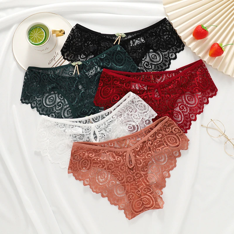 Meet'r Women Sexy Lace Panties Low-Rise Temptation Lingerie G String Transparent Underwear Hollow Out Briefs Intimates