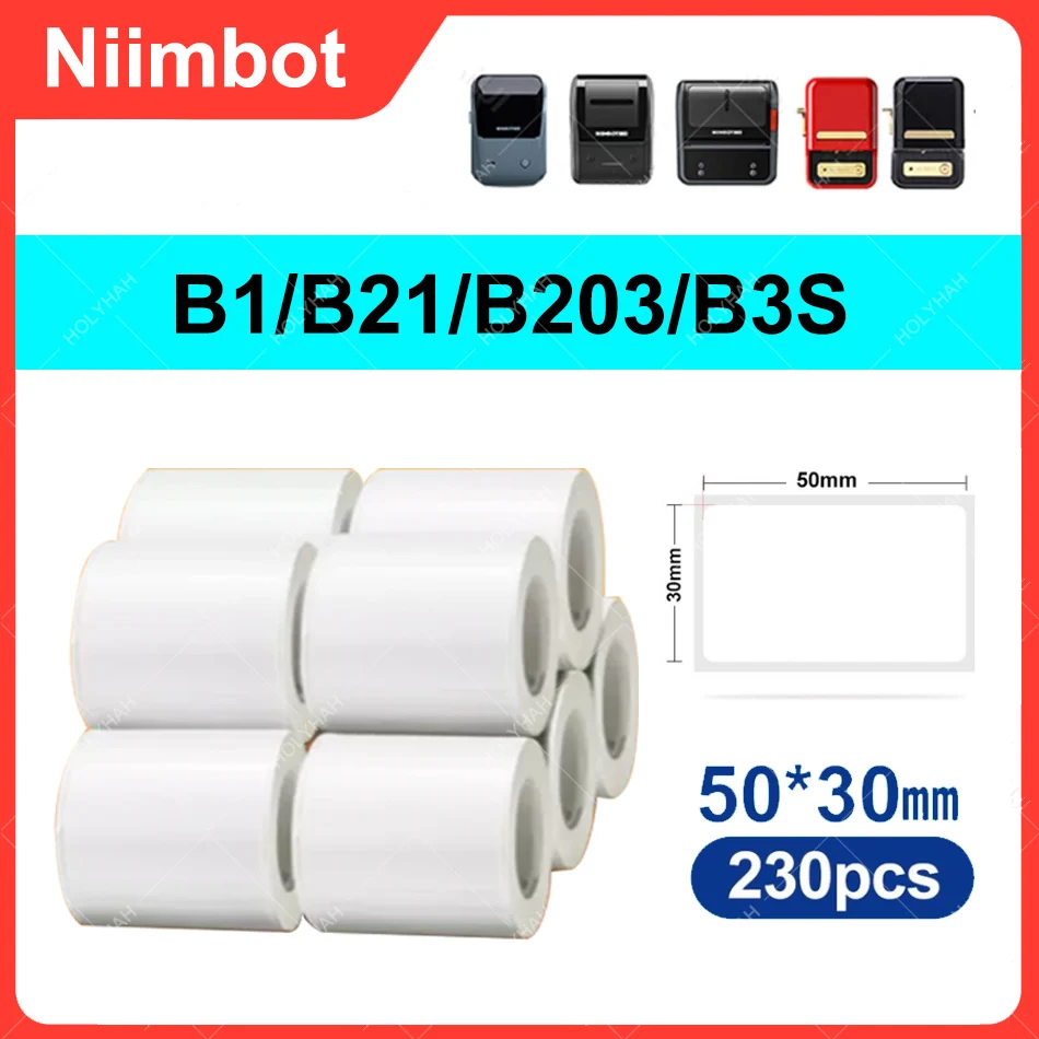 10-rolls-niimbot-b1-b21-b203-b3s-label-paper-tape-supermarket-tear-resistant-price-tag-pure-color-scratch-resistant-label-paper