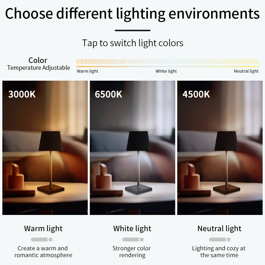 AmmToo Modern Stripe Minimalist Table Lamp USB Wireless Charging LED Desk Lamps for Bedroom Touch Creative Bedside Night Light 6