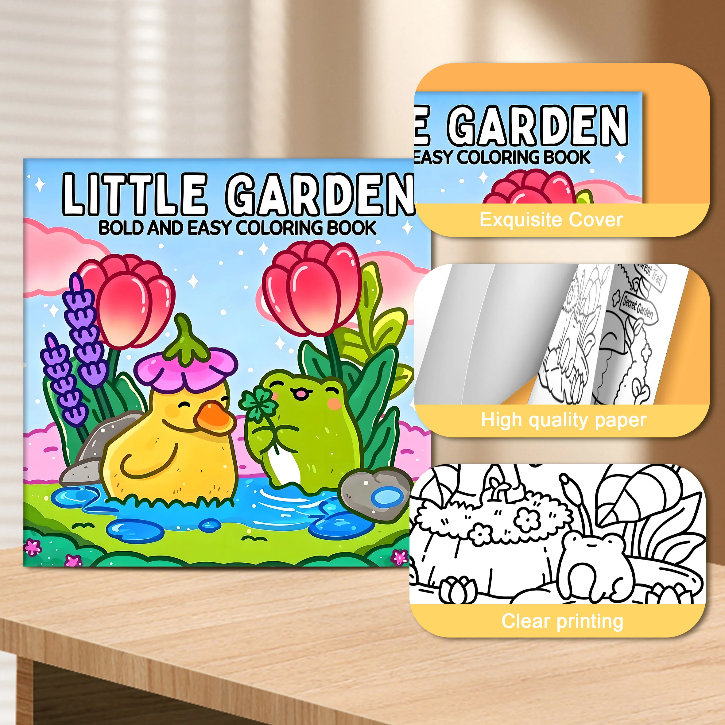 LITTLE GARDEN Bold-easy Patterns Coloring Book for Adults Cute Drawing Book Perfect Gift for Party and Birthday 6