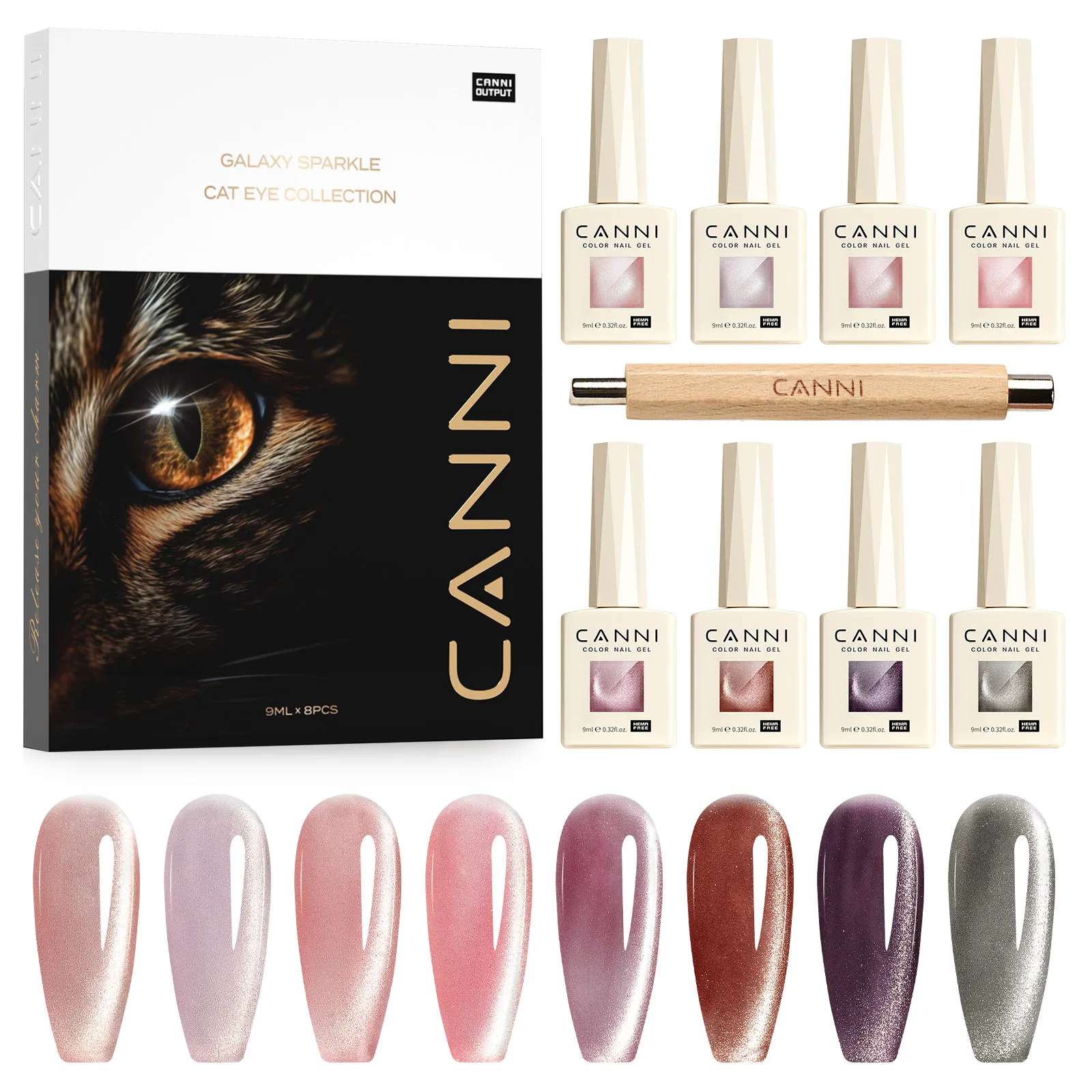 CANNI TPO FREE Gel Nagellack Crystal Galaxy Cat Eye Gel Magnet Sparkle Glossy Diamond Wunderschöne Farbe Soak Off UV LED Nagelgel