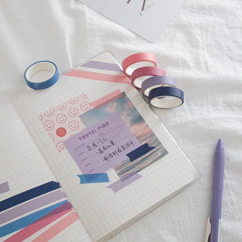 Solid Color Bullet Journaling Adhesive Tapes Scrapbooking Sticker Masking Tapes Washi Tape Set 5pcs*5m Stationery washi tape,masking tape,decorative tape,decoration tape