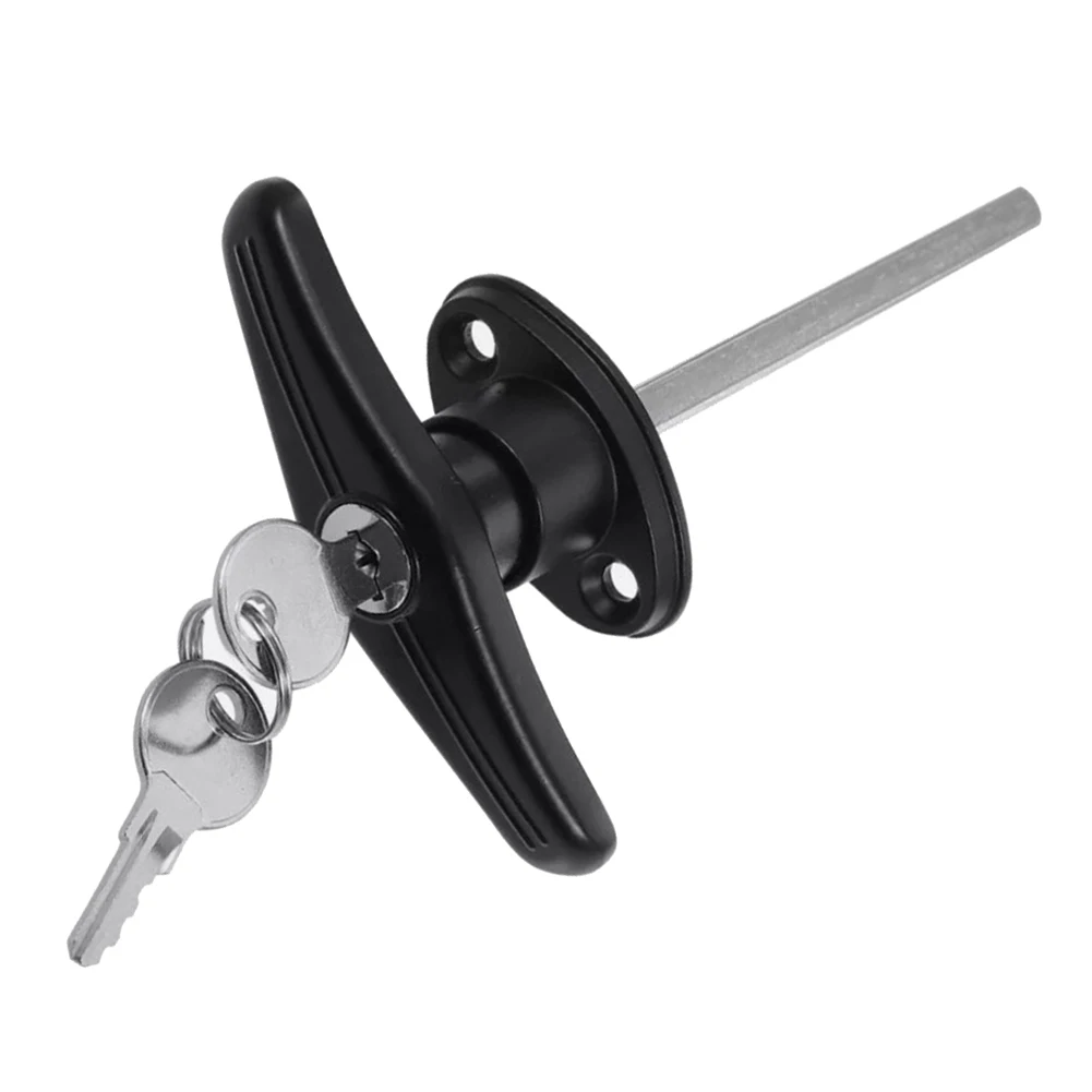 Description Picture 2 of itemDoor Lock Garage Handle T Locking Replacement Shed Hardware Handles Keyed Kit Outside Gate Universal Assembly Key