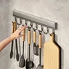 Aluminum Alloy Kitchen Storage Rack Hook Rack Wall Mounted Kitchen Utensil Storage Rack Bathroom Robe Towel Hanger
