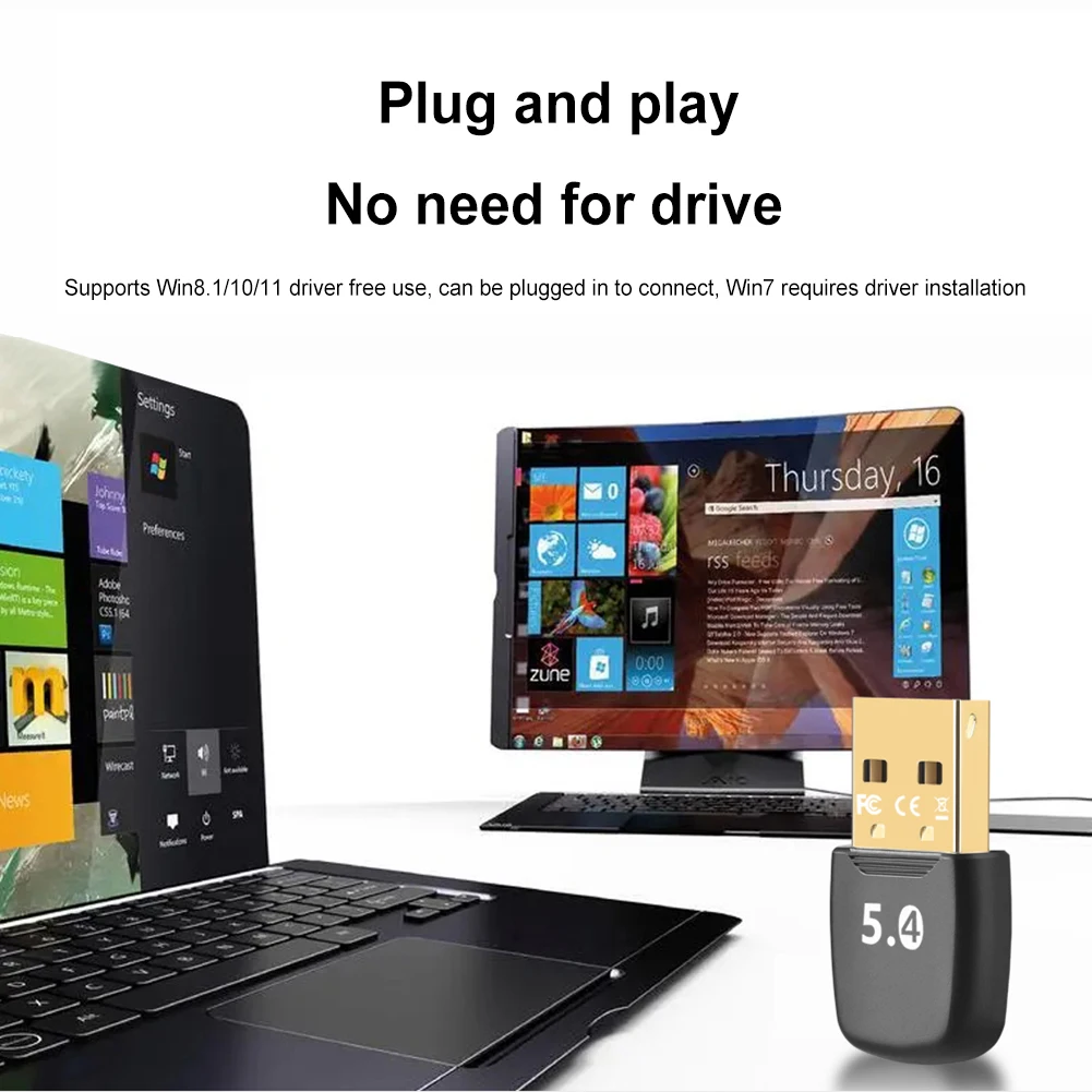 PC 컴퓨터 노트북 스피커용 USB 블루투스 5.4 어댑터, 송신기 리시버 드라이버 프리 무선 BT 5.4 동글 오디오 어댑터