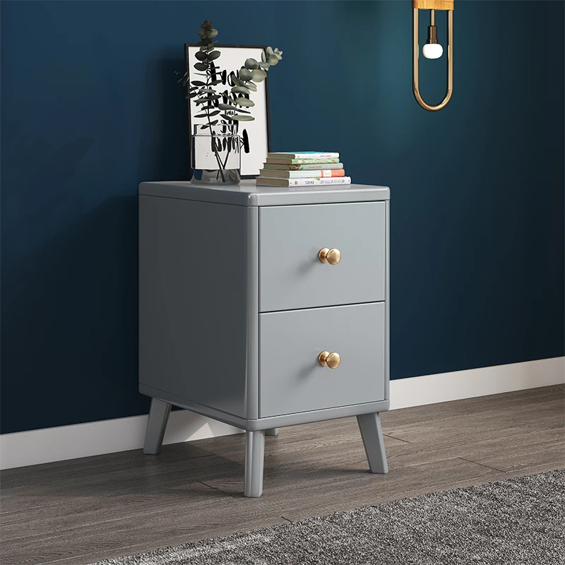 Small Removable Night Table Auxiliary Gray Wood Minimalist