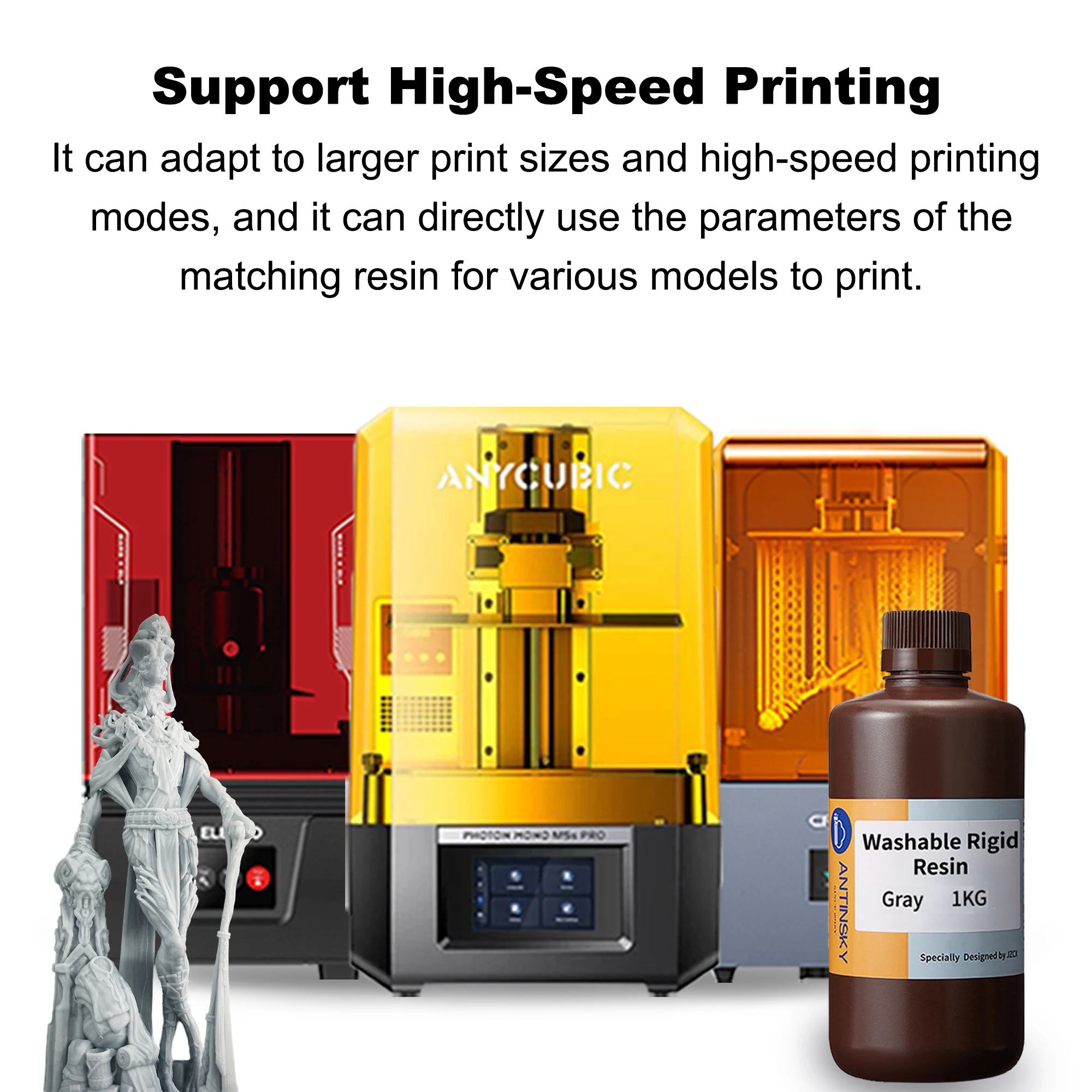 안틴스키 세척 가능한 경질 레진 1KG 고정밀 세척성 저취 Elegoo/Anycubic/Phrozen SLA DLP LCD 프린터용 3D 레진