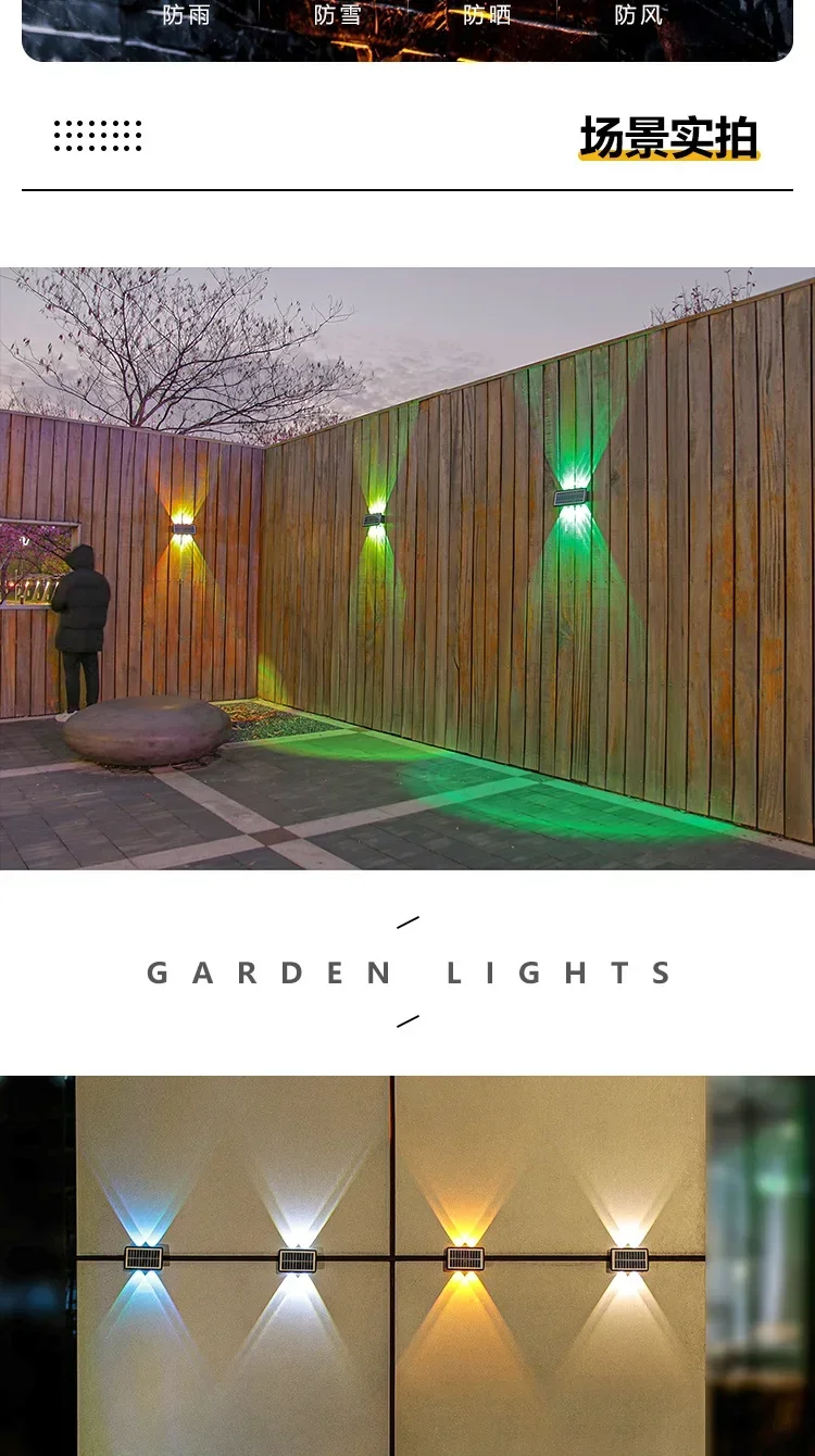 Description Picture 5 of itemOutdoor Solar Wall Light Auto Switch Solar Garden Step Staircase Decoration Light Waterproof RGB White/Warm White Solar Light