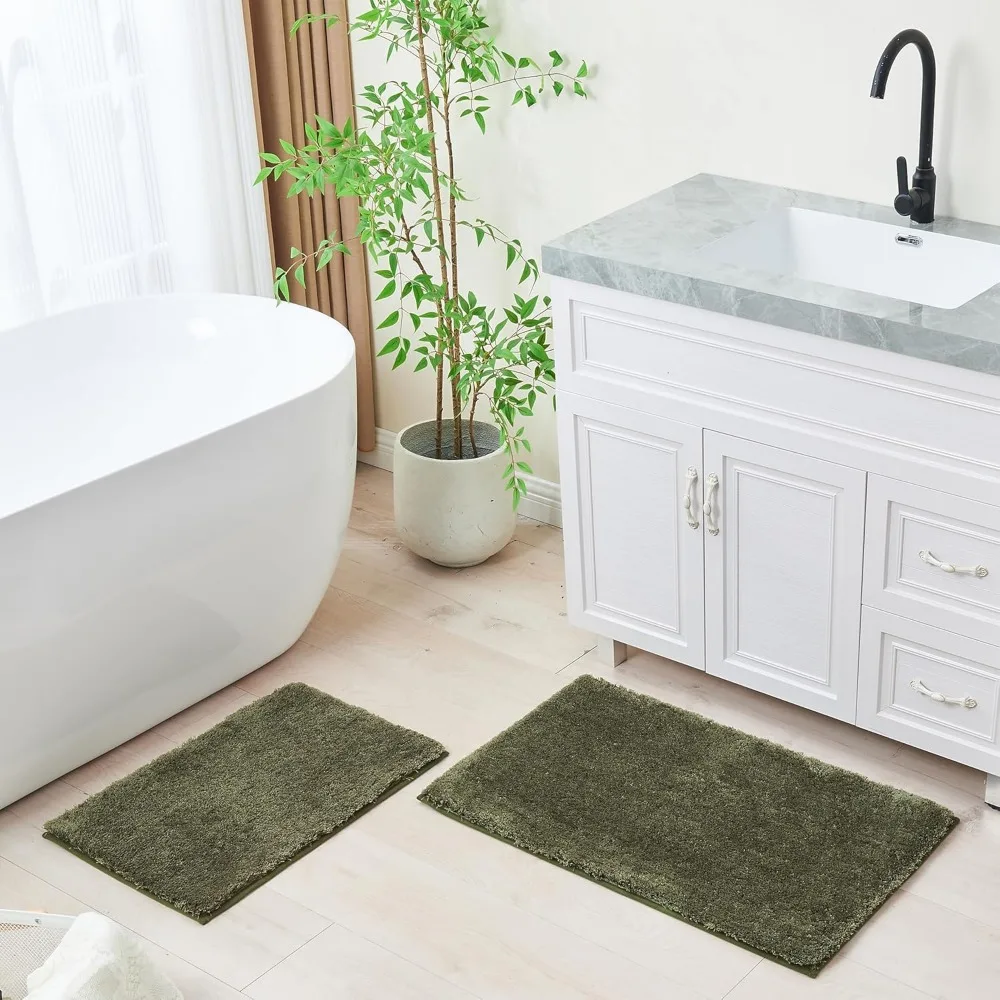 Upgraded Shaggy Bath mat for Bathroom Non Slip 15.7" X 23.6", Super Soft Quick Dry Bath Rugs, Fluffy Plush Bathroom Rugs Machin
