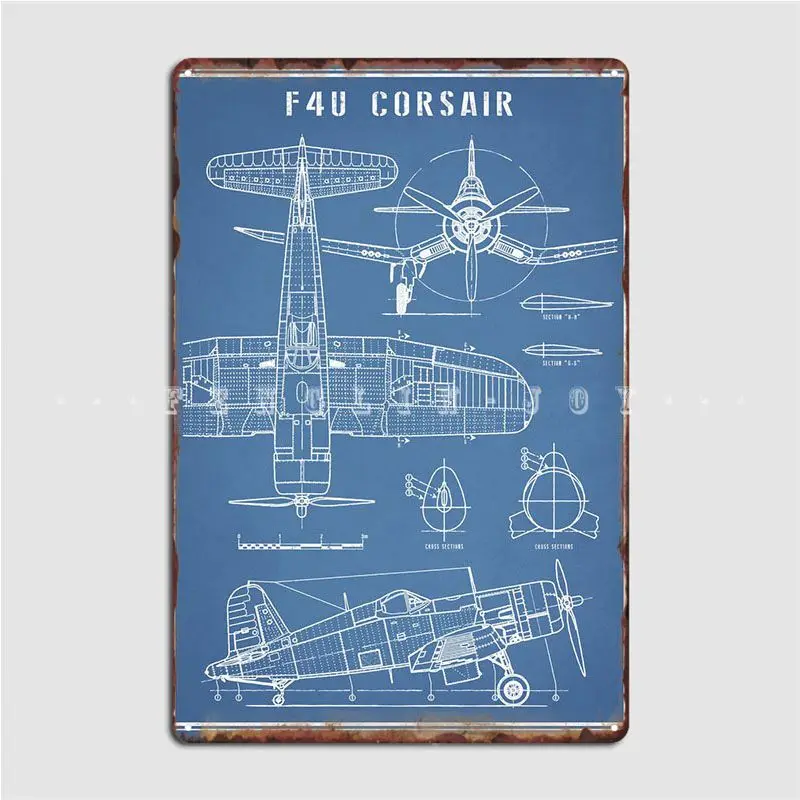 

F4u Fighter Plane Metal Sign Cinema Wall Plaque Club Retro Tin Sign Poster