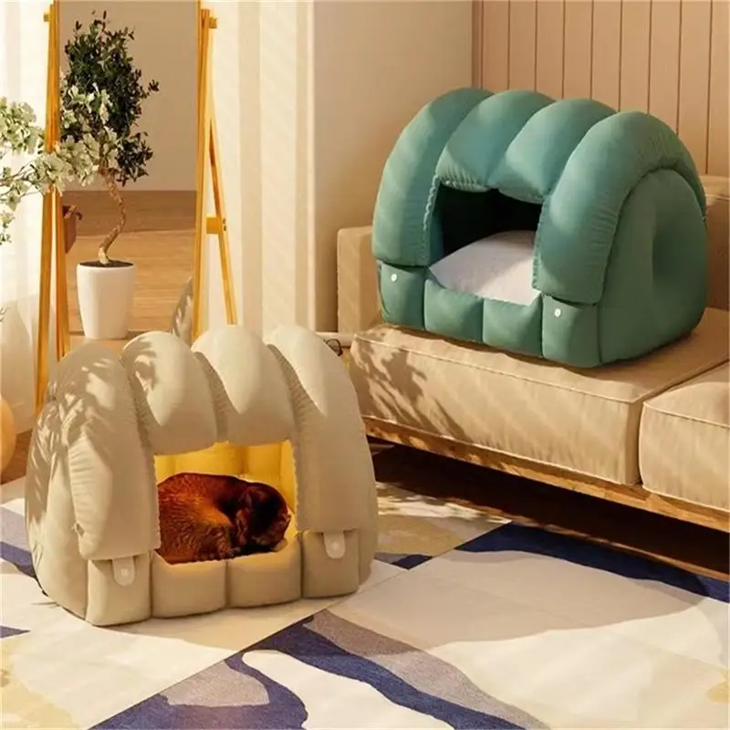 

cama gato Casa semicerrada para gatos, sofá grueso cálido y de doble uso para todo tipo de clima, cama para perros, artículos