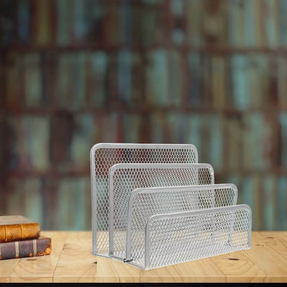 2Pcs 수직 메쉬 파일 정리함 데스크 메일 분류기 편지 홀더 종이 정리함 금속 문서 랙 사무실 데스크탑 스탠드
