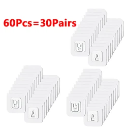 Set of 10 Double-Sided Adhesive Invisible Wall Hooks (60 Pcs - 30 Pairs)