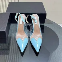 Star Style Fashion Transparent PVC Mixed-color Women Pumps Elegant Pointed toe Thin High heels Slingbacks Party Prom Shoes - Image 2