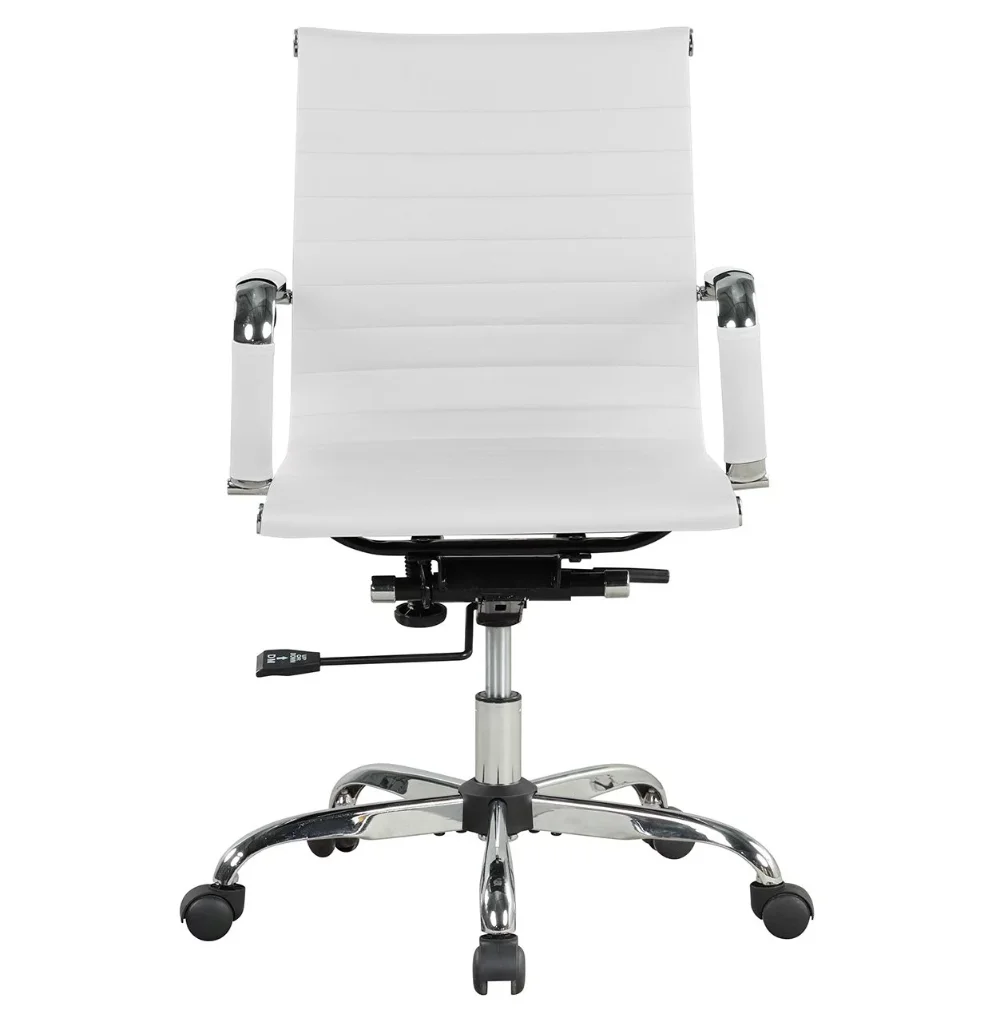 Description Picture 3 of itemRibbed Back PU Leather Office Chair, Adjustable Height, White  Computer Chair Office Chairs computer chair