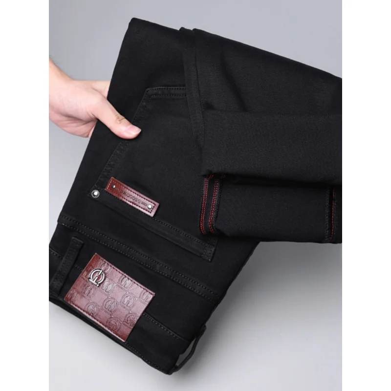 High-End All-Match Simple Jeans Men's Black Slim Fit Skinny Stretch All-Matching Trendy Fashion Tight Casual Pants