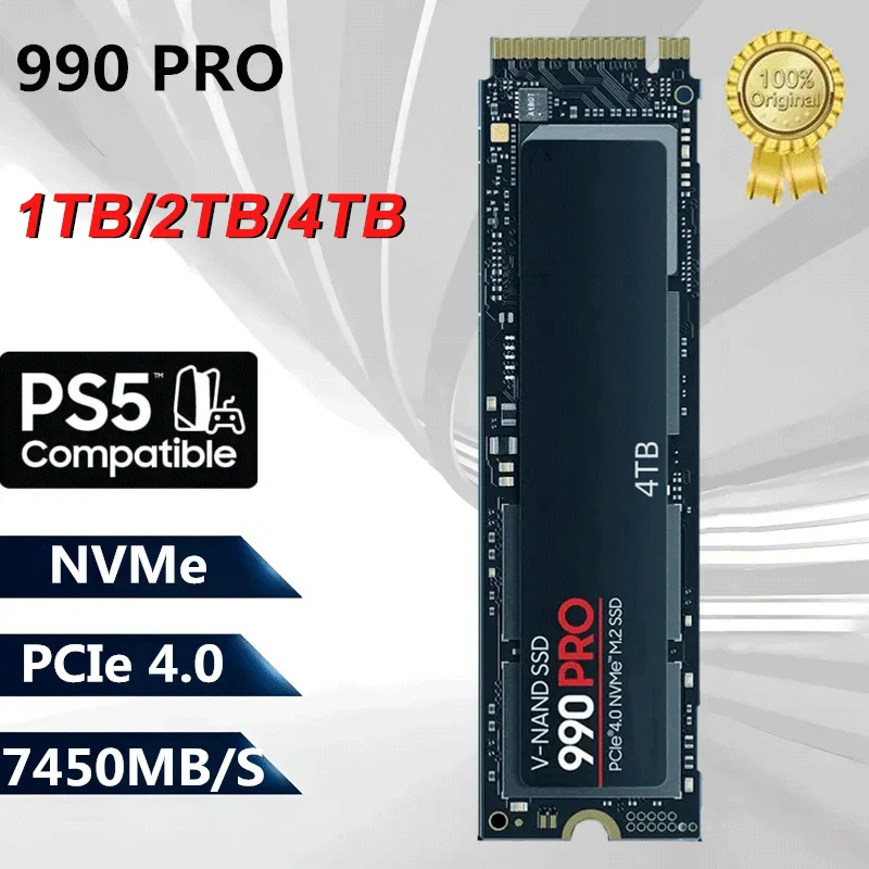 

990 PRO Жесткий диск 1 ТБ 2 ТБ 4 ТБ 8 ТБ SSD Внутренний твердотельный накопитель M.2 2280 NVMe PCIe Gen 4,0x4 для PS5 настольных ноутбуков и ПК