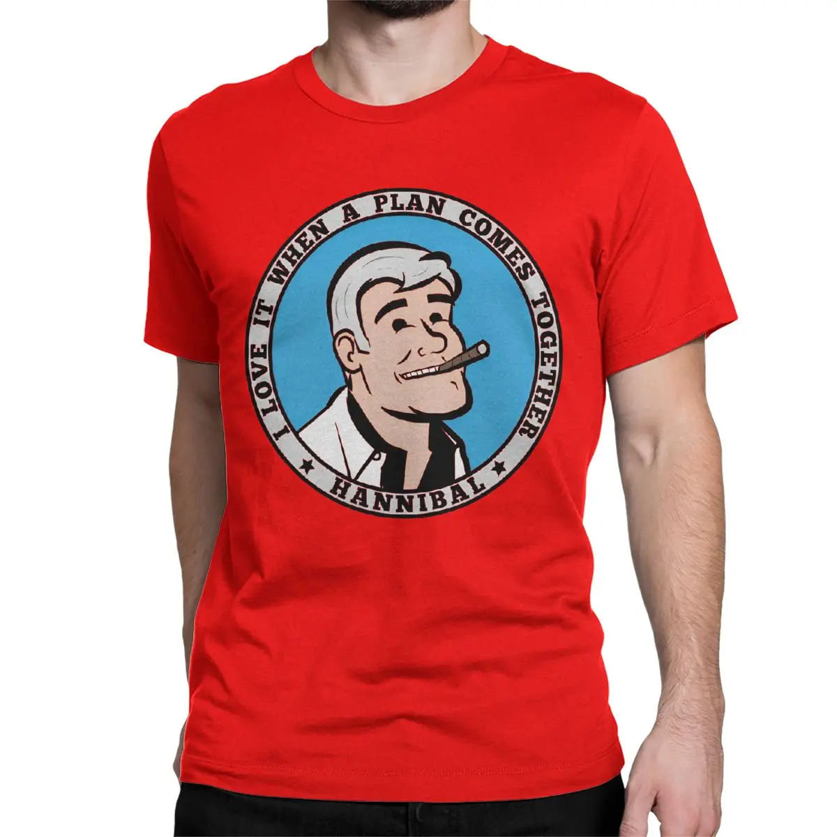 thumbnail image 1 of Camisetas para hombre y mujer de El Equipo A, Hannibal Smith, camisetas vintage de algodón, camisetas de manga corta, ropa de cuello redondo, 1 of 7