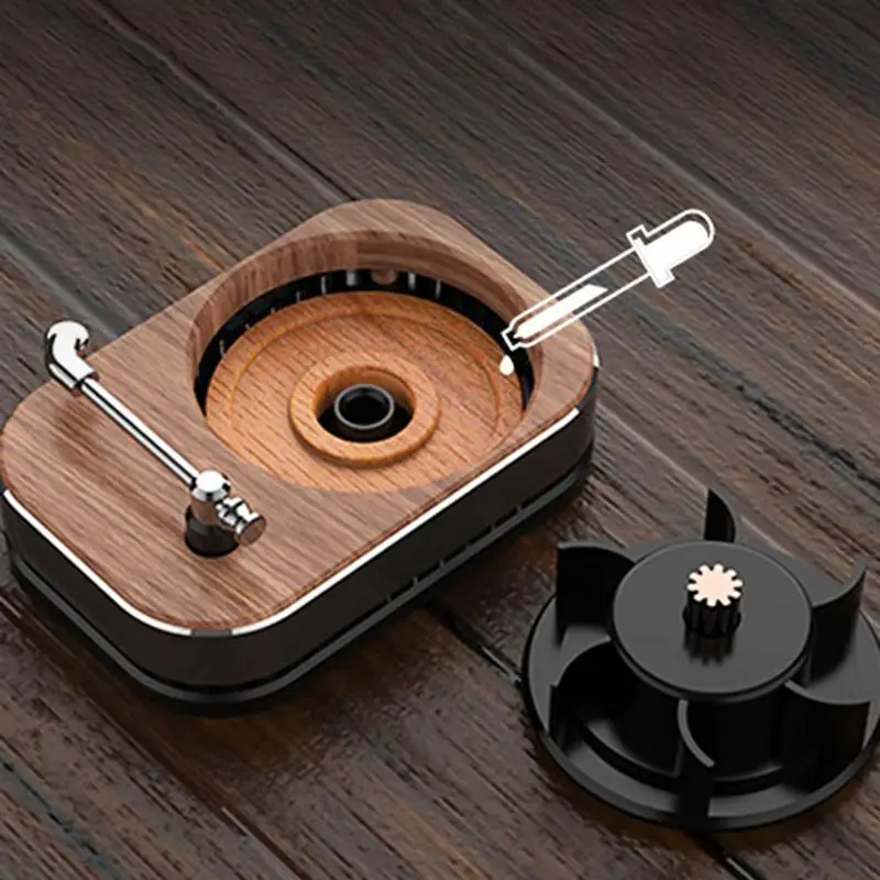 

Car Aromatherapy Diffuser Rotary Solar Powered Fragrance Diffuser Record Player Shape Long Lasting Fragrance Car Accessories