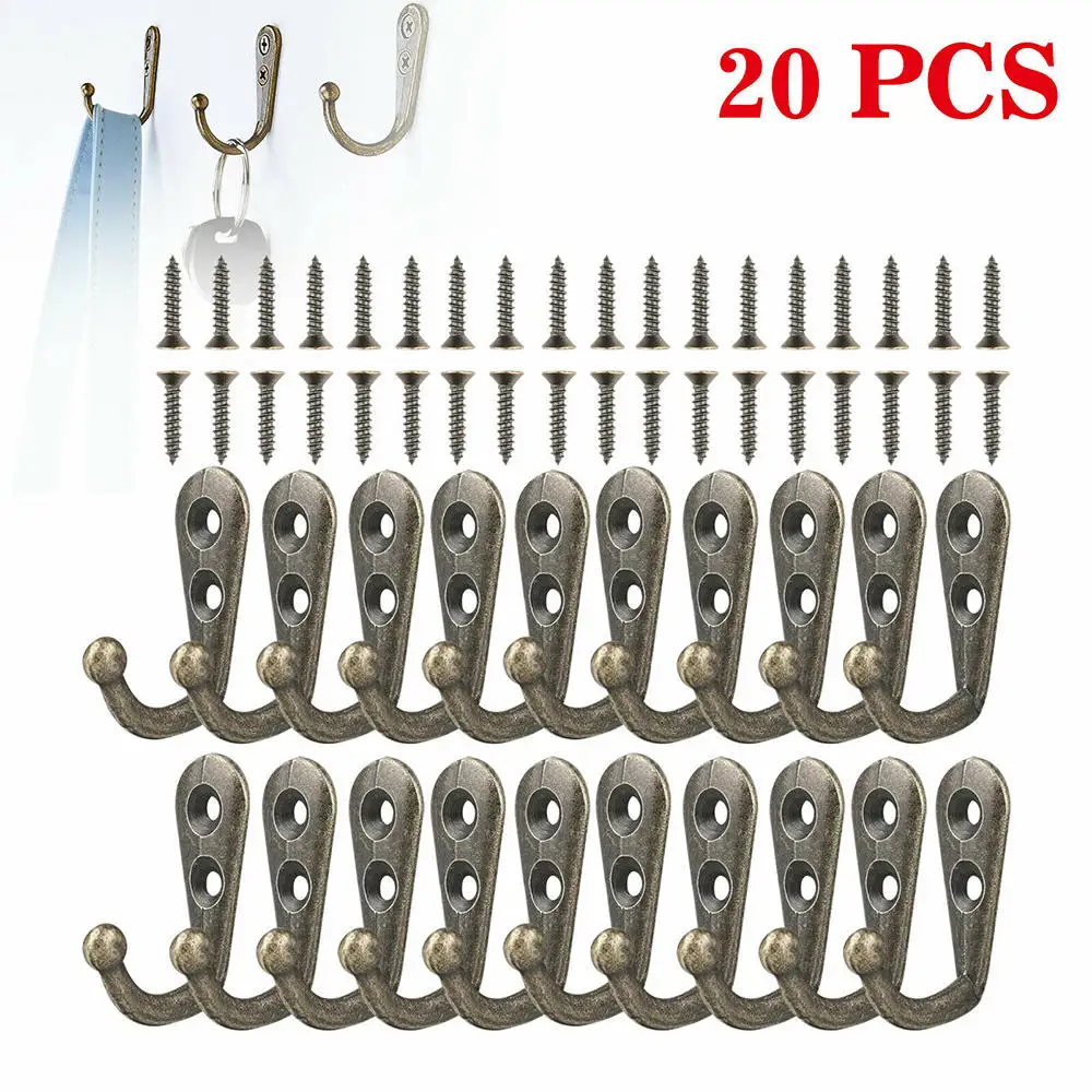 20pcs Wall Mounted Hook Single Robe Coat Hat Holder Key Hanger With 40 Pieces Screws Home Storage Hook Organize key holder wall