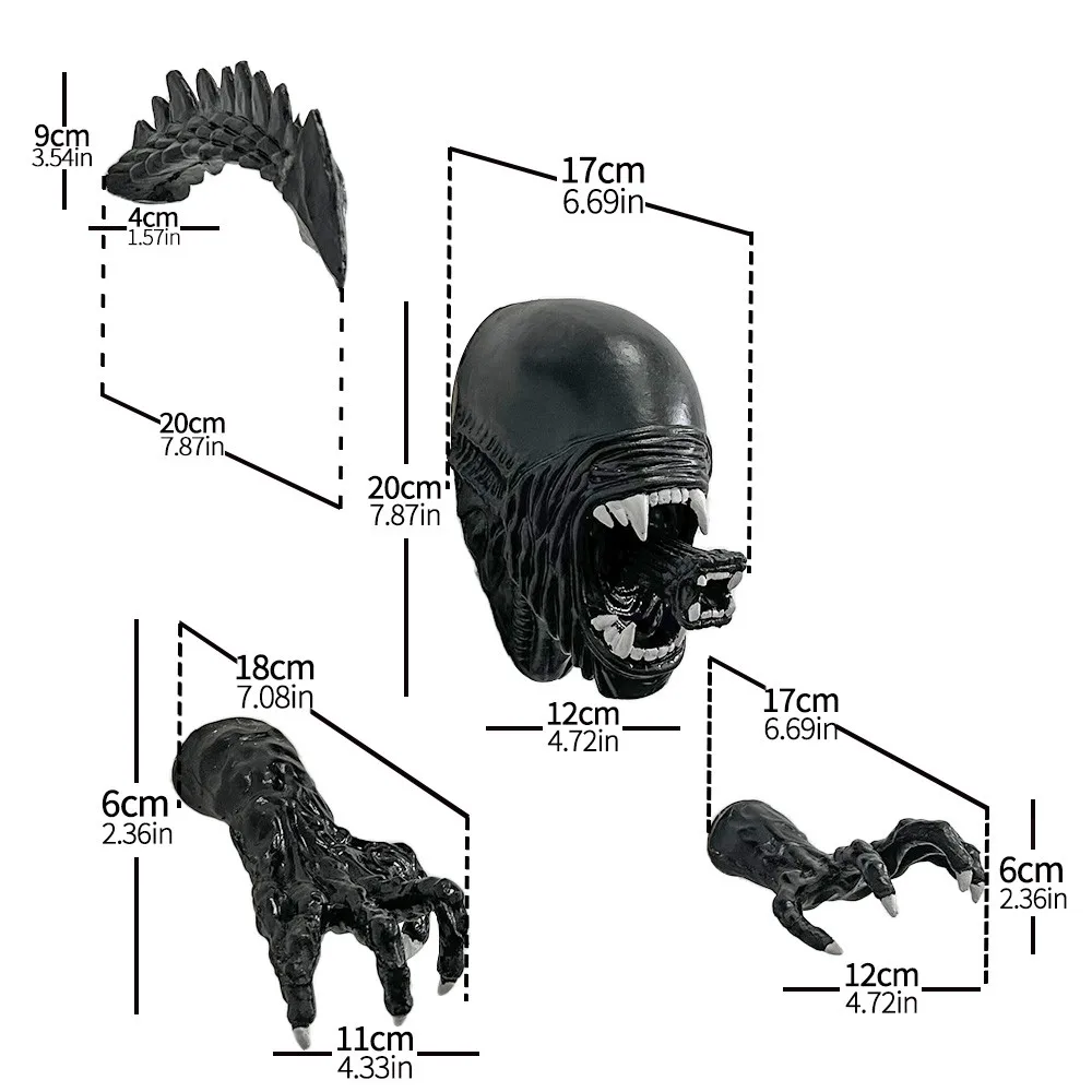 HOT Xenomorph Head Wall Art - 4Pcs/set Giant Alien Xenomoprh - Xenomorph Mask- Facehugger Mask - Towel Rack Hooks 6
