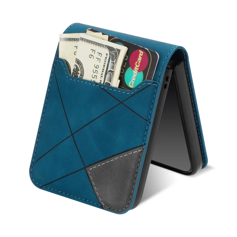 Elegant Splicing Line Leather Wallet Phone Case with Credit Card Slots